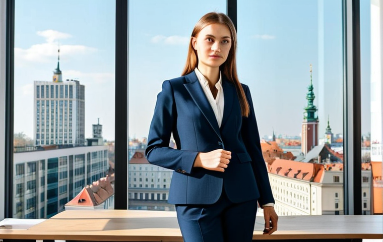 **
"A professional architect, standing confidently in a modern, sunlit architectural office in Warsaw. She is fully clothed in a stylish, modest business outfit: a tailored blazer and trousers. The background includes blueprints, models of buildings, and large windows overlooking the city. Perfect anatomy, well-formed hands, correct proportions, natural pose. Safe for work, appropriate content, professional, fully clothed, family-friendly, high quality, detailed rendering."
**