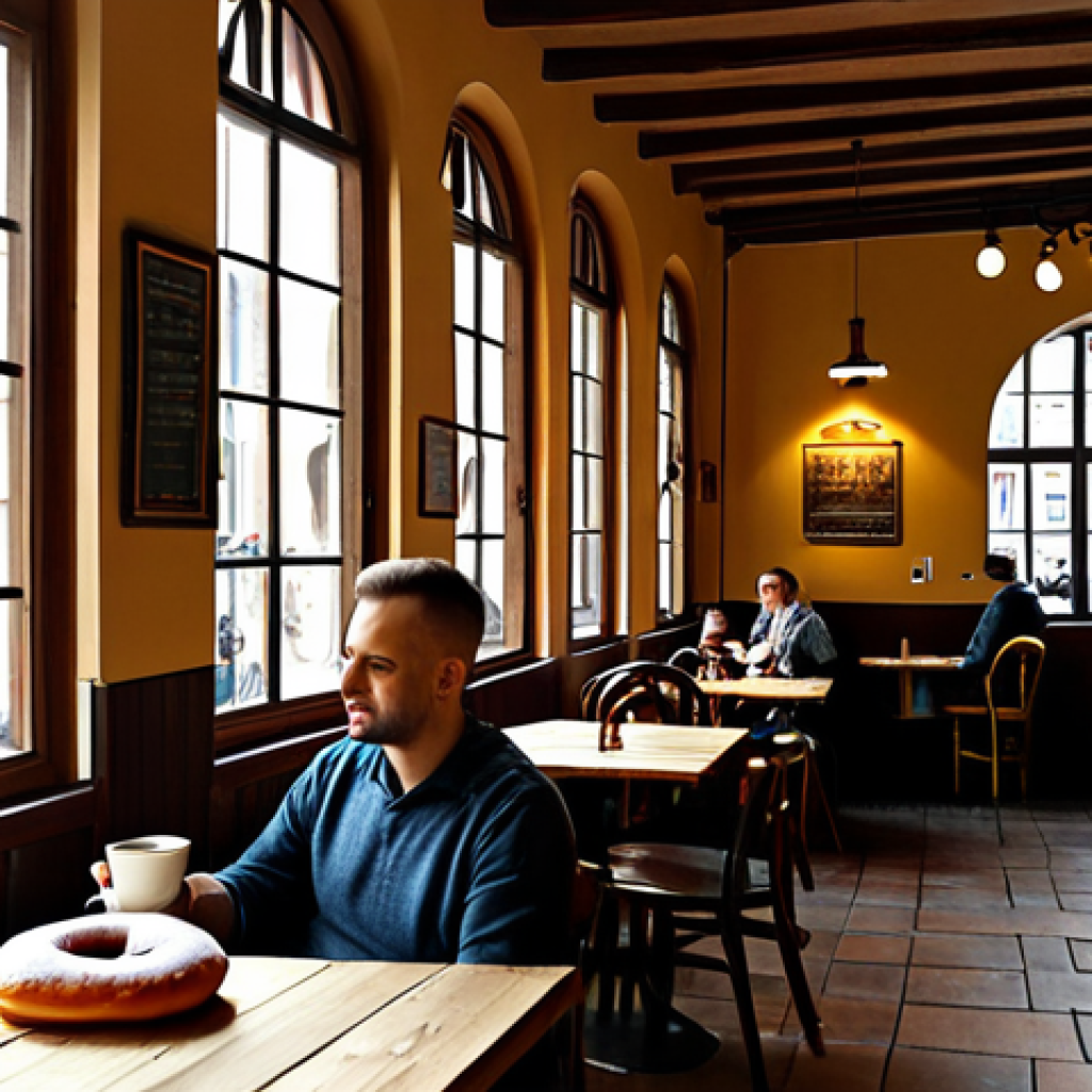 리버스 1999 현지화 번역 분석 - A Cozy Polish Café Scene**

"A bustling café scene in Kraków's Old Town, Poland. Sunlight streams th...